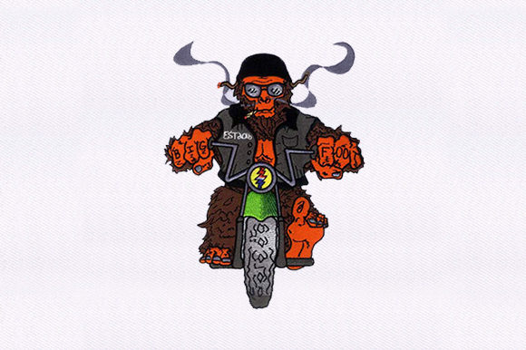 Chopper Riding Gorilla Embroidery