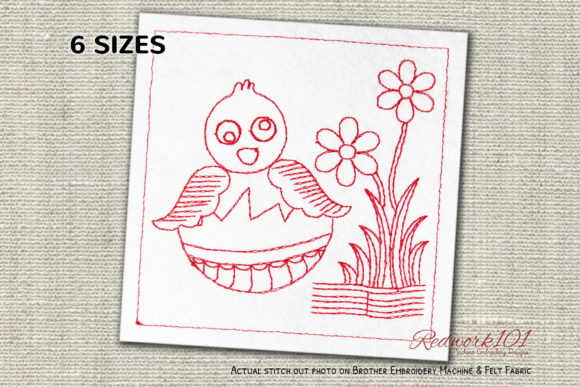 Easter Baby Chick Redwork: A Delightful Design for Springtime Embroidery