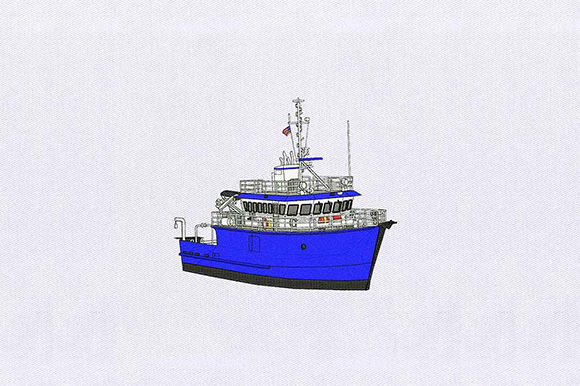 Ferry Ship Embroidery Design