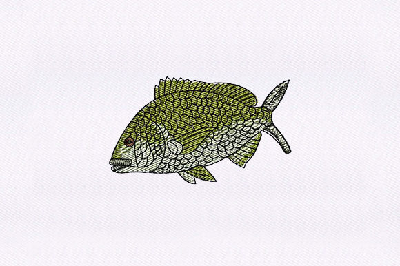 Green Fish Embroidery Design