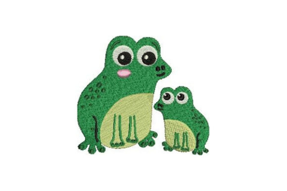 Mom and Baby Frog Embroidery