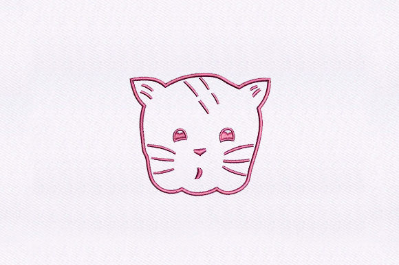 Pink Kitten Cat Face Embroidery
